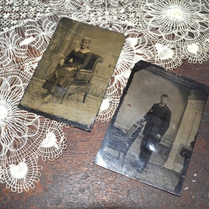 Tin Type Victorian Man & Woman Photograph