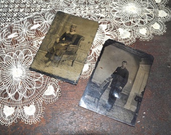 Tin Type Victorian Man & Woman Photograph