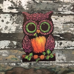 Vintage Owl Die Cut American Greetings Fall Halloween Decor