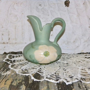 Weller Wild Rose Green Pitcher Matte Pottery