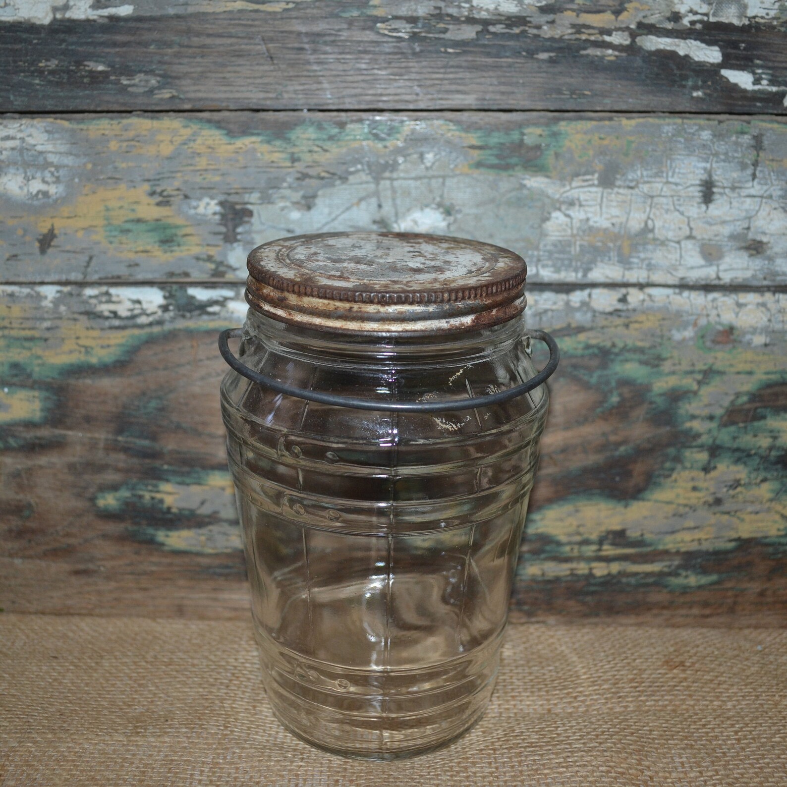Vintage Pickle Jar with Metal Handle Glass Jar Owens Illinois Etsy