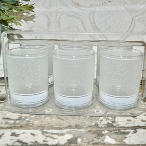 Culver Frosted Pebble Glasses Set with Carrier Hollywood Regency Mid Century