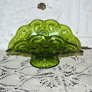 LE Smith Moon and Star Emerald Basket Banana Bowl Collectible Glassware