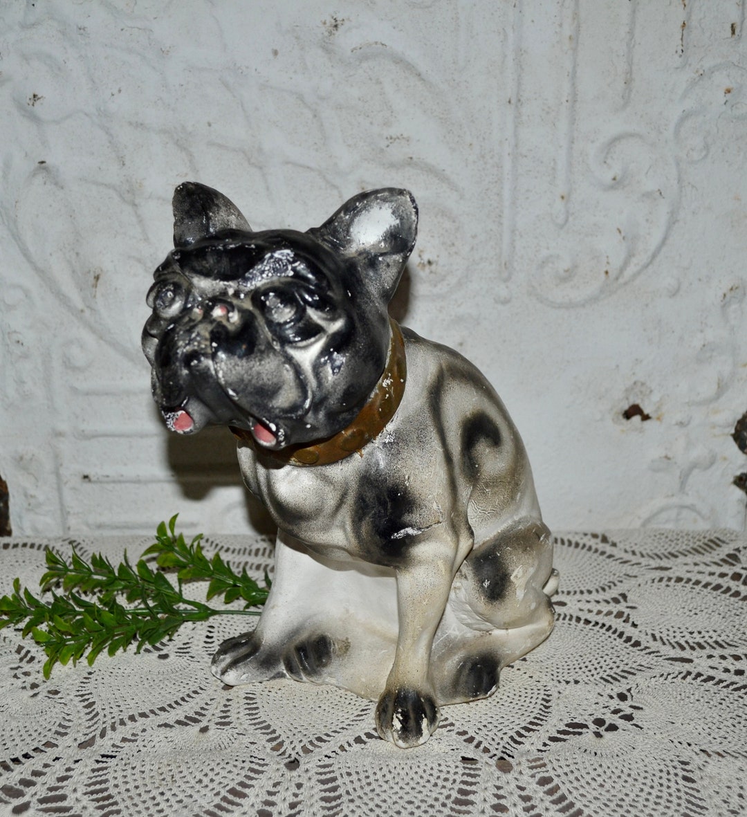 Bulldog Chalk Ware Statue Large Carnival Prize Dog Decor Etsy