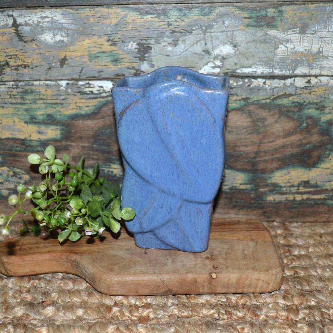 ドライデン陶器 ブルー花瓶 サイン入り アーカンソー陶器 - Etsy 日本