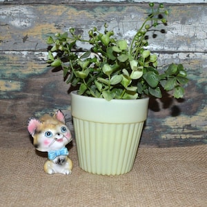 Yellow Ribbed Pot Planter Pastel Planter Vintage
