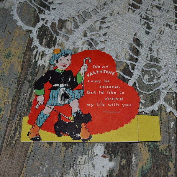 Valentine Scottish Boy Heart Vintage Valentine's Day Decor