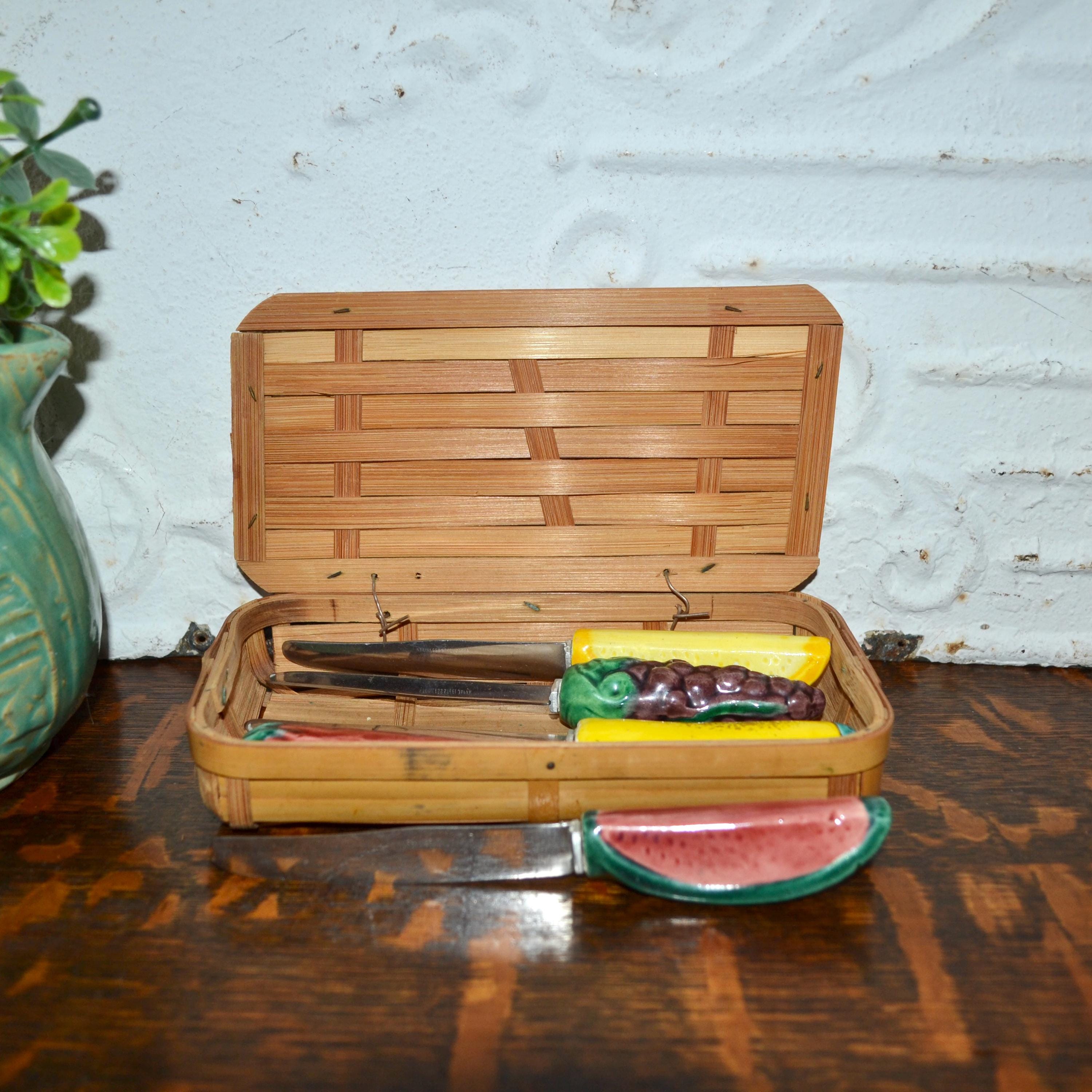 Vintage Fruit Knife Set – Ceramic Handles, Stainless Steel Blades