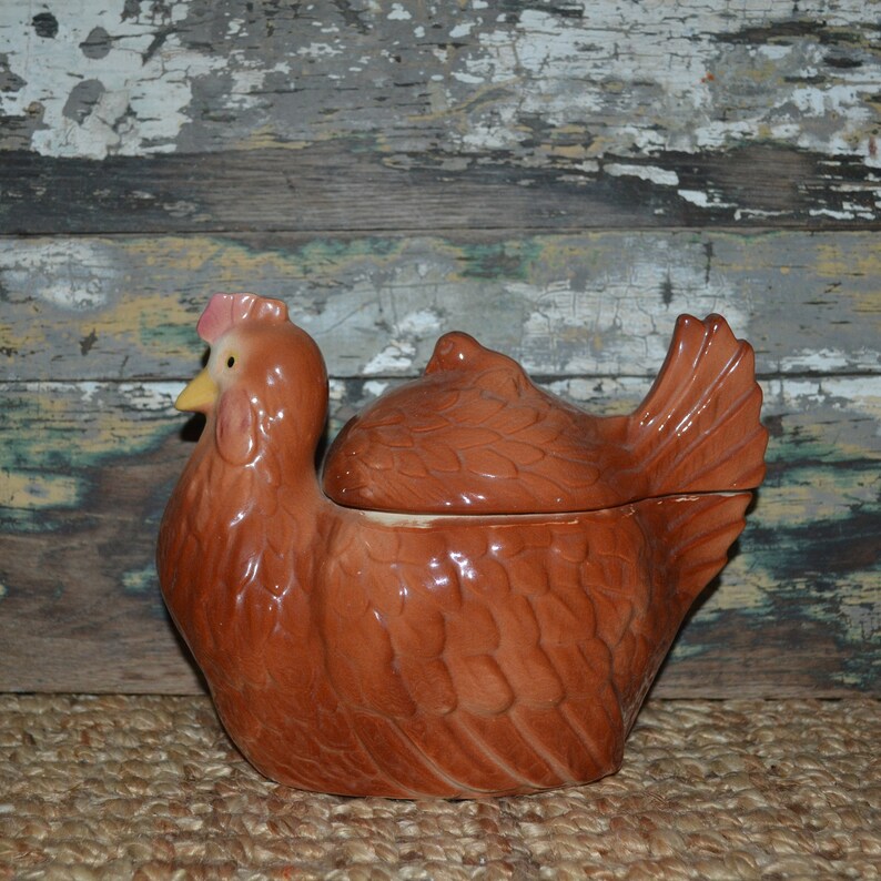 Fapco Hen Cookie Jar Vintage Chicken Kitchen Storage Etsy