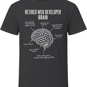 Retired Web Developer Brain Websites Front End Coder Retiree Gift T Shirt