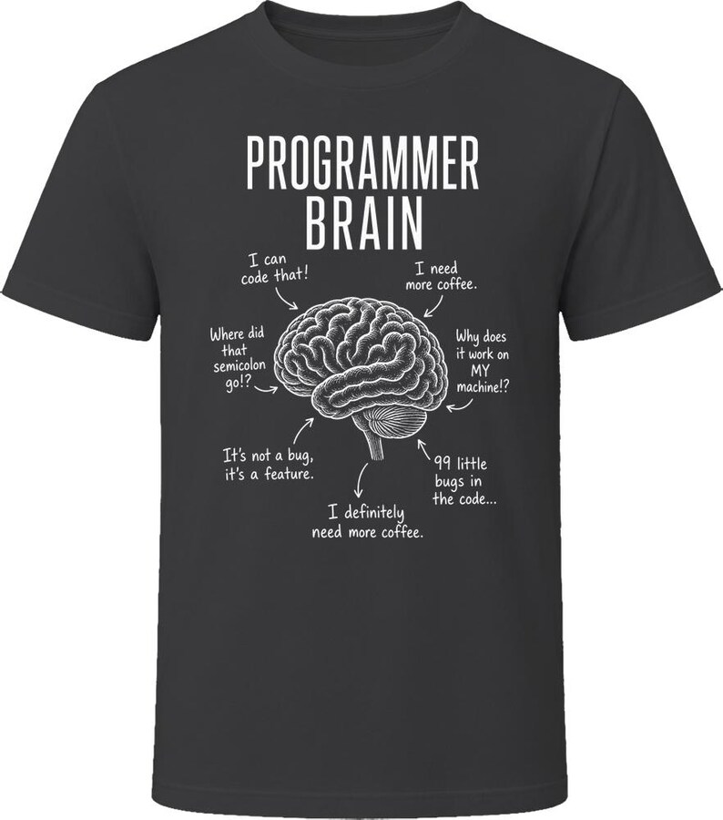 Programmer Brain Funny Software Developer T Shirt 画像 1