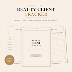 Beauty Client Tracker PDF, Esthetician, Lash Tech, Hair Stylist, Salon Client Log, Printable Appointment Tracker, Digital Planner