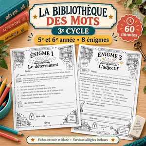 Escape Room FRANÇAIS Classes de Mots 3e Cycle, Jeu d'Évasion Grammaire 5e-6e Année, 8 Énigmes Pronom Adverbe Verbe, PDF à Imprimer