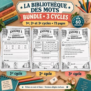Escape Room FRANÇAIS Classes de Mots 1er Cycle, Jeu d'Évasion Grammaire 1re-2e Année, Déterminant Nom Adjectif Verbe, PDF à Imprimer