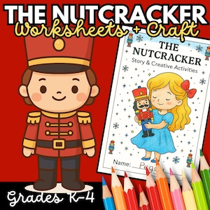 Nutcracker Worksheets for Kids, Christmas Story Activities, Creative Writing and Cut and Paste Craft PDF