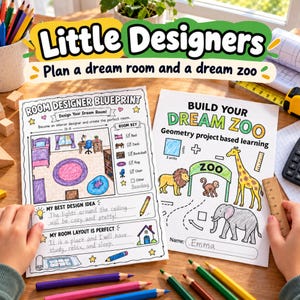 Little Designers Math and Writing Bundle, Dream Zoo Area and Perimeter Project and Dream Room Persuasive Writing, Grades 3-5 PDF
