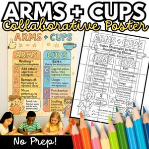 Poster collaborativo ARMS + CUPS, strategie di revisione della scrittura, murale per la classe composto da 25 pezzi, bacheca per l'alfabetizzazione, PDF stampabile