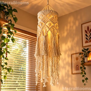 Boho Hanging Lamp | Plug in Hanging Light with Plug | Macrame Lamp Shade | Macrame Chandelier | Macrame Lights