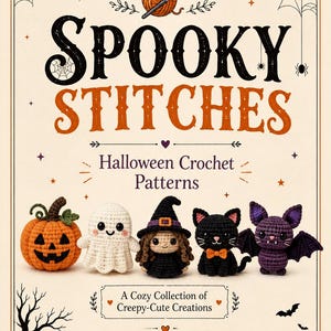 Ensemble de modèles de crochet pour Halloween, amigurumi citrouille fantôme sorcière chat chauve-souris PDF