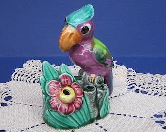 Vintage Tropical Bird Flower Frog Made in Japan