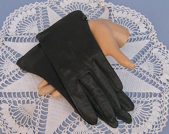 Vintage Black Leather Deerskin Gloves . Made in USA