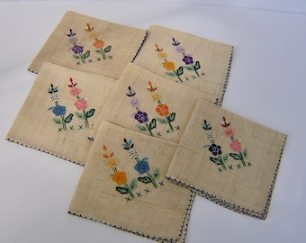 Vintage Folk Art Floral Napkins