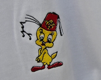 Vintage  c1980s Shriners Golf Shirt . Tweety in a Fez