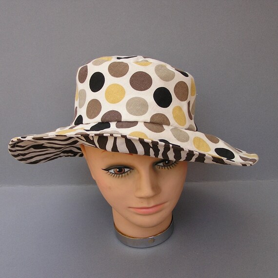 Groovy 60s Cloth Hat, Reversible Hat, Zebra Print… - image 4