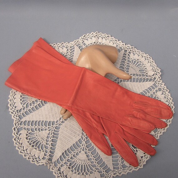 Vintage Orange Leather Gloves . Caresskin by Superb Gem