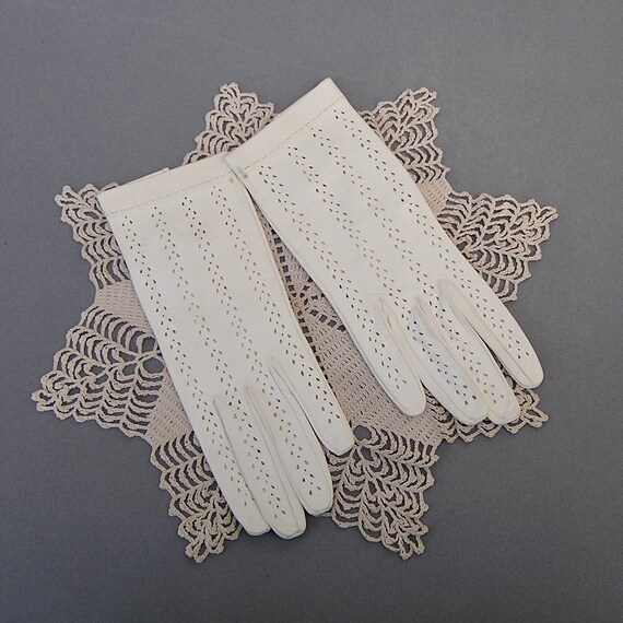 White Soft Leather Gloves - image 2