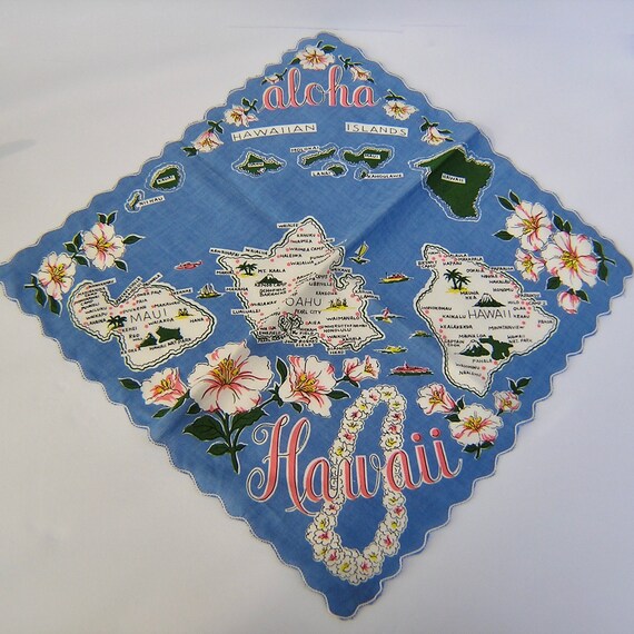 Vintage Hawaiian Islands Hanky . Souvenir Hawaii … - image 7