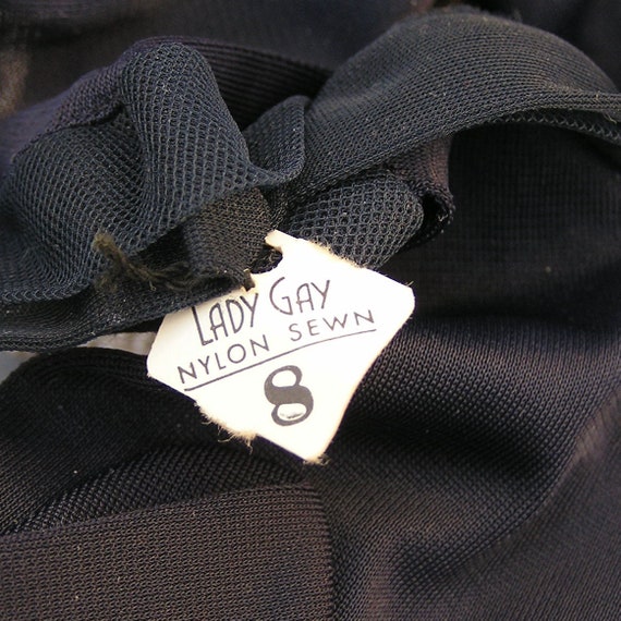 Vintage Dark Navy Blue Nylon Gloves . Lady Gay - image 5