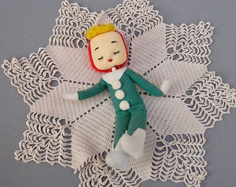 Vintage Christmas Pixie Cloth Face Green Outfit