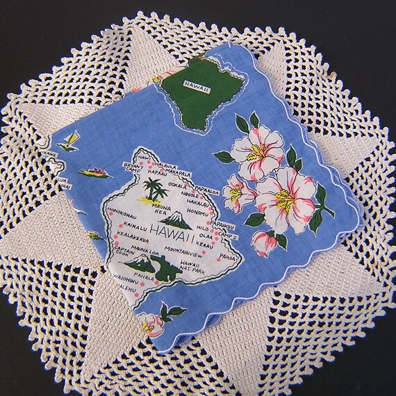 Vintage Hawaiian Islands Hanky . Souvenir Hawaii … - image 2