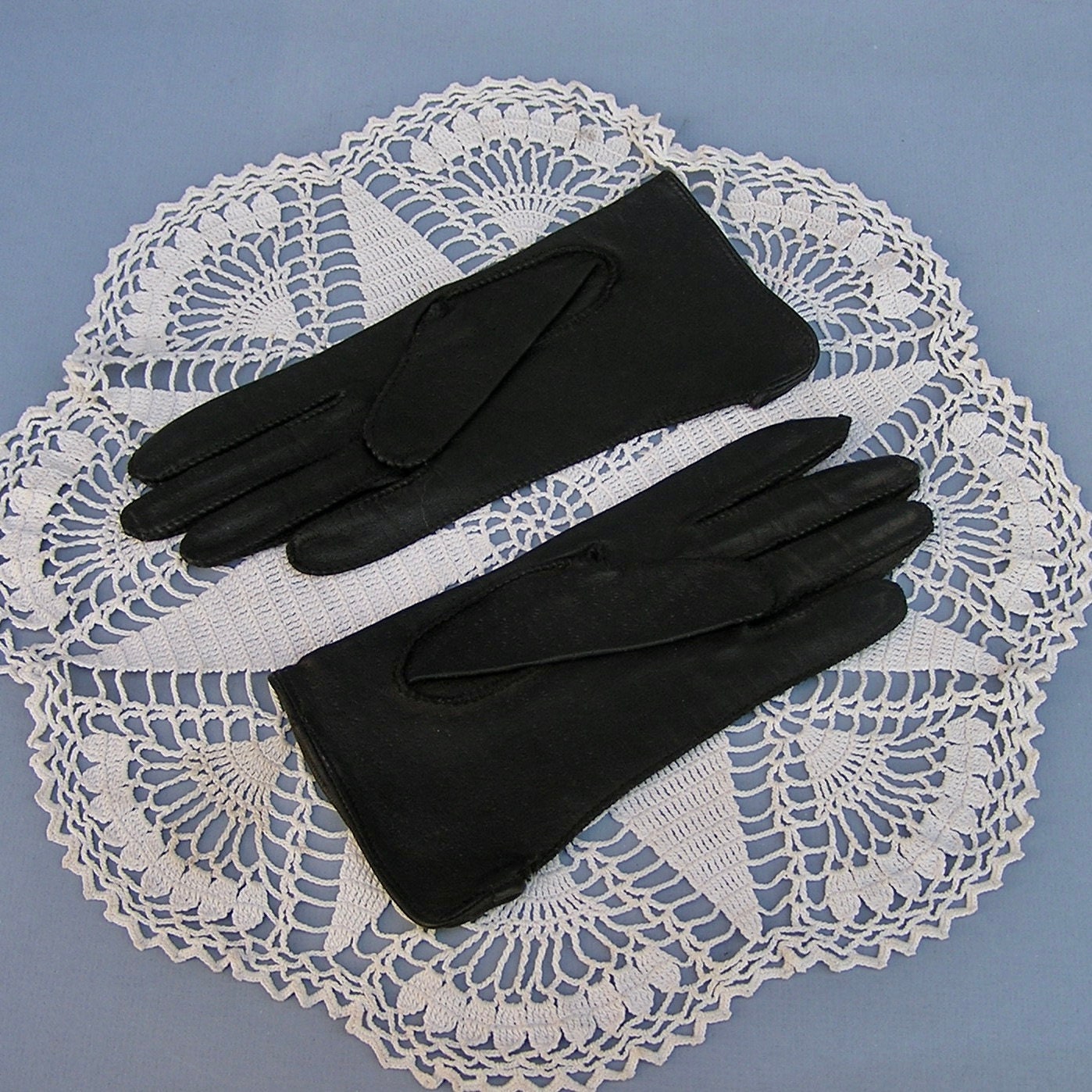Vintage Black Leather Deerskin Gloves . Made in USA - Etsy