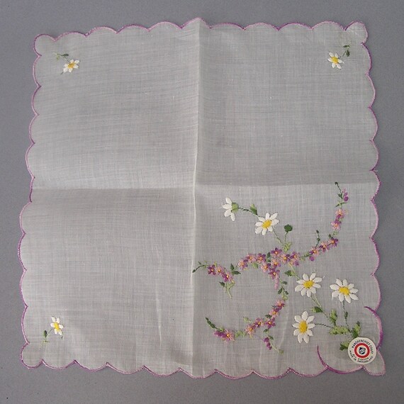 Pair of Pretty Swiss Floral Embroidered Hankies .… - image 3