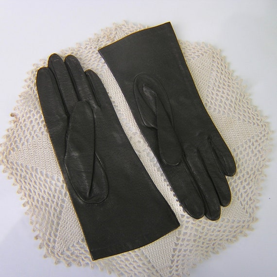 Vintage Black Leather Gloves - image 4