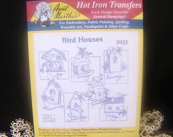 Days of the Week Bird Houses art, Aunt Martha's Hot Iron Transfers