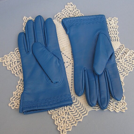 Vintage Blue Vinyl Gloves Gem