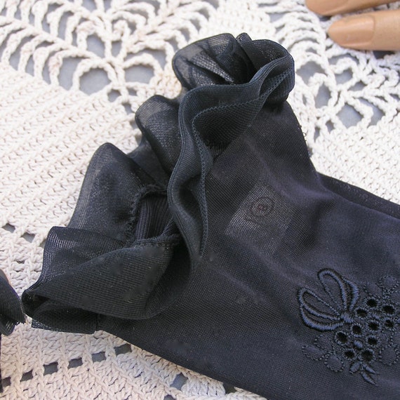 Vintage Dark Navy Blue Nylon Gloves . Lady Gay - image 3