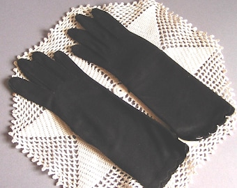 Vintage Black Nylon Gloves unused with tag