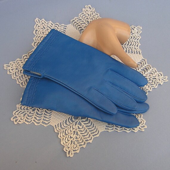 Vintage Blue Vinyl Gloves Gem