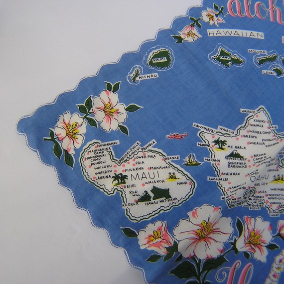 Vintage Hawaiian Islands Hanky . Souvenir Hawaii … - image 5