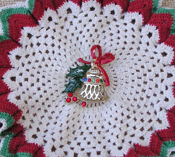 Christmas Bell Pin, Vintage Christmas Brooch by B… - image 3
