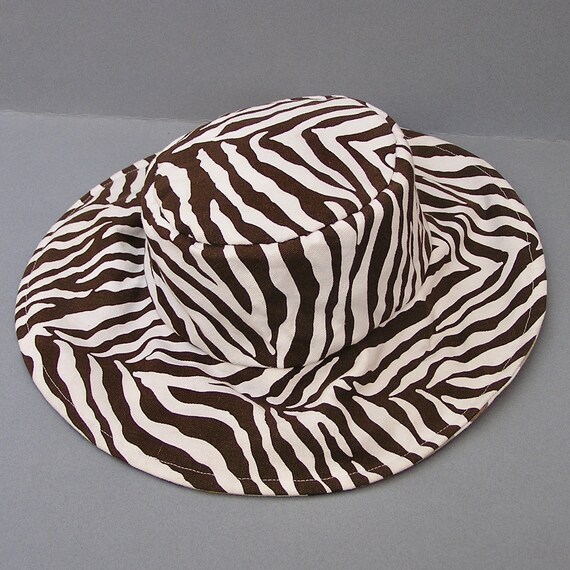 Groovy 60s Cloth Hat, Reversible Hat, Zebra Print… - image 8