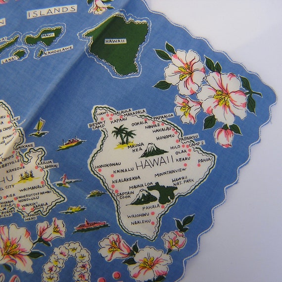 Vintage Hawaiian Islands Hanky . Souvenir Hawaii … - image 6