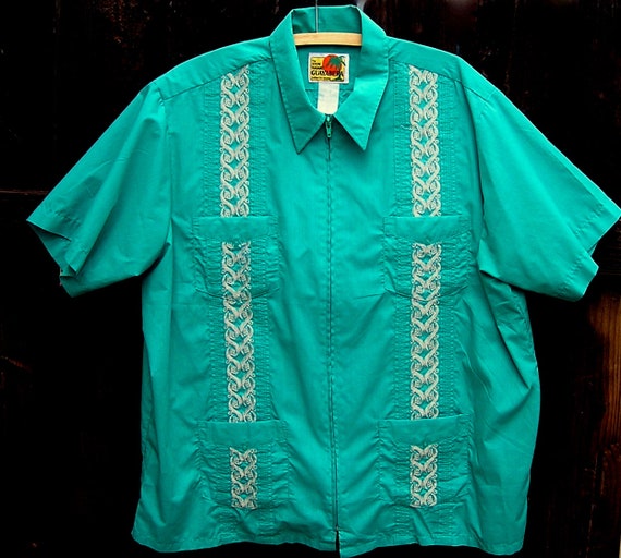 Vintage Clothing Guayabera Shirt . Zip Front Mens Shirt Etsy