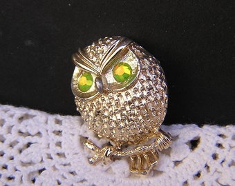 Vintage Owl Brooch, Bird Pin, Mother's Day Gift, Sarah Coventry Brooch