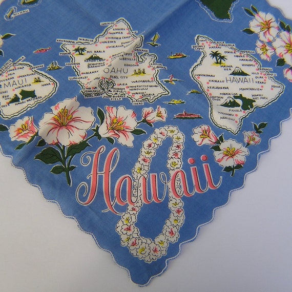 Vintage Hawaiian Islands Hanky . Souvenir Hawaii … - image 4