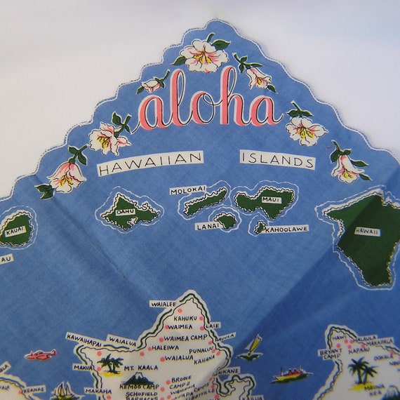 Vintage Hawaiian Islands Hanky . Souvenir Hawaii … - image 3